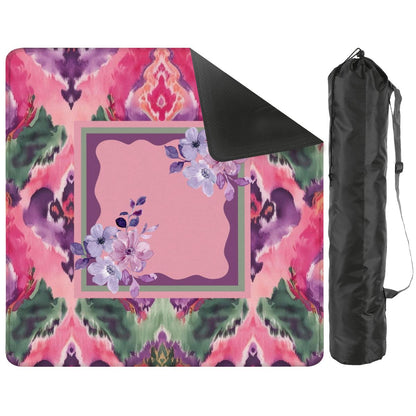 Mahjong Mat Ikat Watercolor Pink, Purple, Emerald Green Boho Mahj Mat