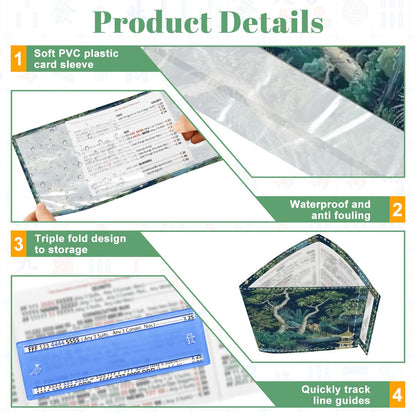 Asian Zen Garden Chinoiserie Blue, Green Designed 4 Mahjong Card Holder with Line Finder - Splash of Color Co.