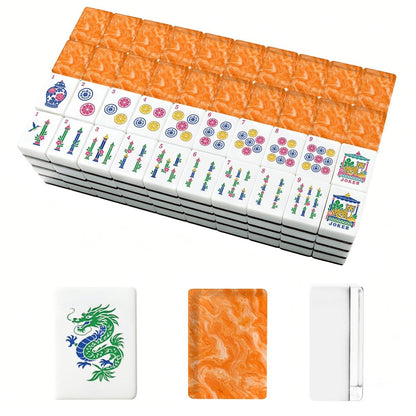 Orange Marbled Chinoiserie American Mahjong Tiles And Carry Case - Splash Of Mahj And Color Co.