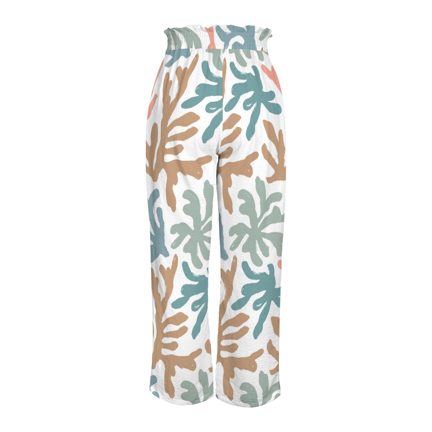 Summer Coral Reef Designed Preppy Wide Legged Pants With Belt - Splash of Color Co.