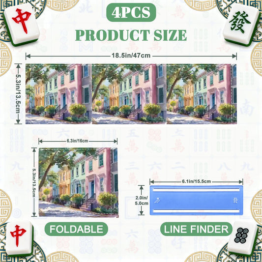 Charleston South Carolina Mahjong Card Holders Rainbow Row Watercolor Designed with Line Finder - Splash of Color Co.