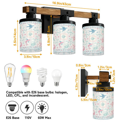 Asian Zen Mahjong Tiles Pretty Preppy Pastels Floral Vanity Light Fixture