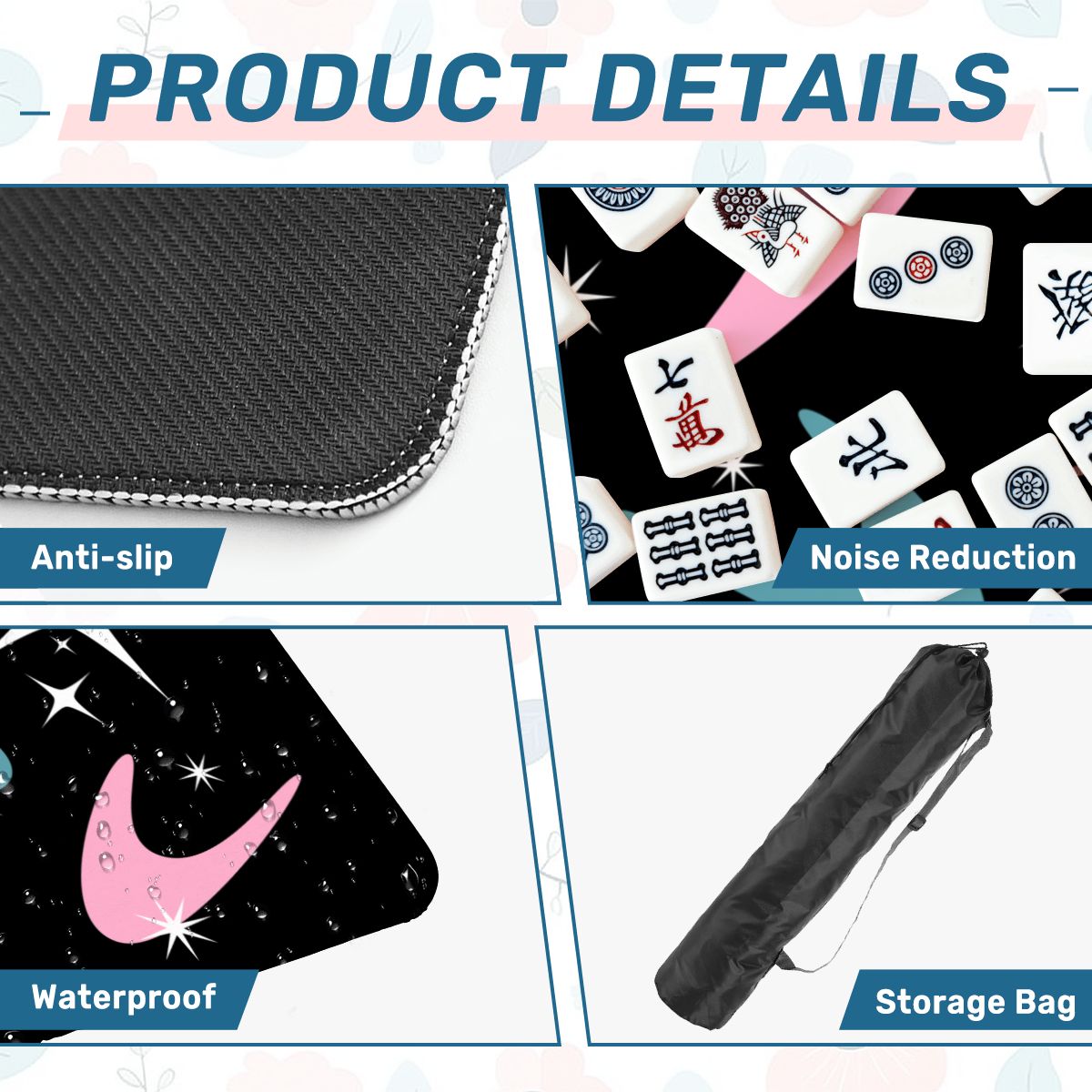 Sky Rockets In Flight Black Modern Mahjong Mat 33"x33 - Splash of Color Co.