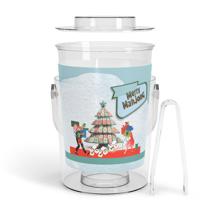 Mahjong Christmas Merry Mahjong Festive Ice Bucket with Tongs