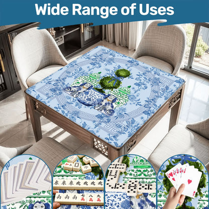 Staffordshire Dogs, Blue Chinoiserie Floral Mahjong Mat