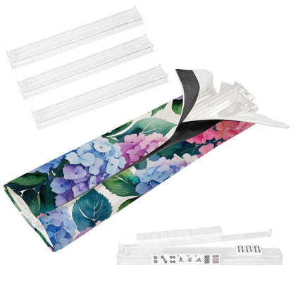 Floral Hydrangea Purple Pink 4 Mahjong Tile Pusher Racks with Bag