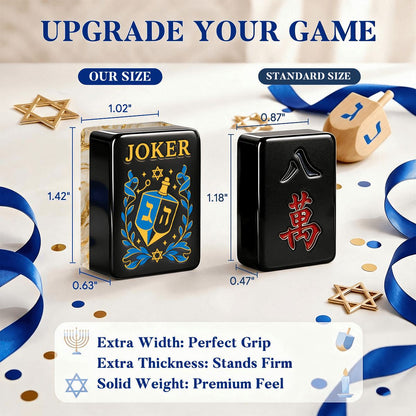 Gold Gilded Marbled Starry Night Hanukkah Mahjong Tiles And Carry Case