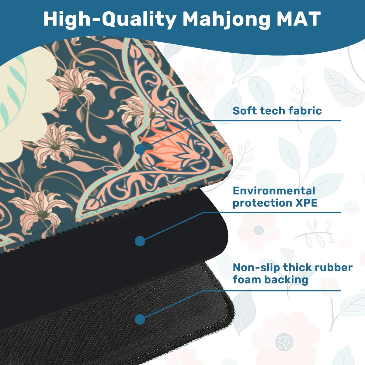 Art Deco Floral Nouveau Design Mahjong Mat - Splash of Color Co.