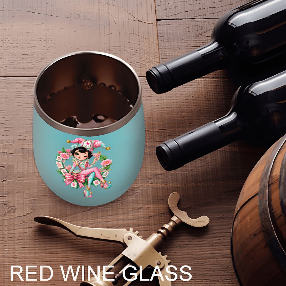 Mahjie The Mascot Egg Shaped Wine Tumbler - Splash Of Mahj And Color Co.