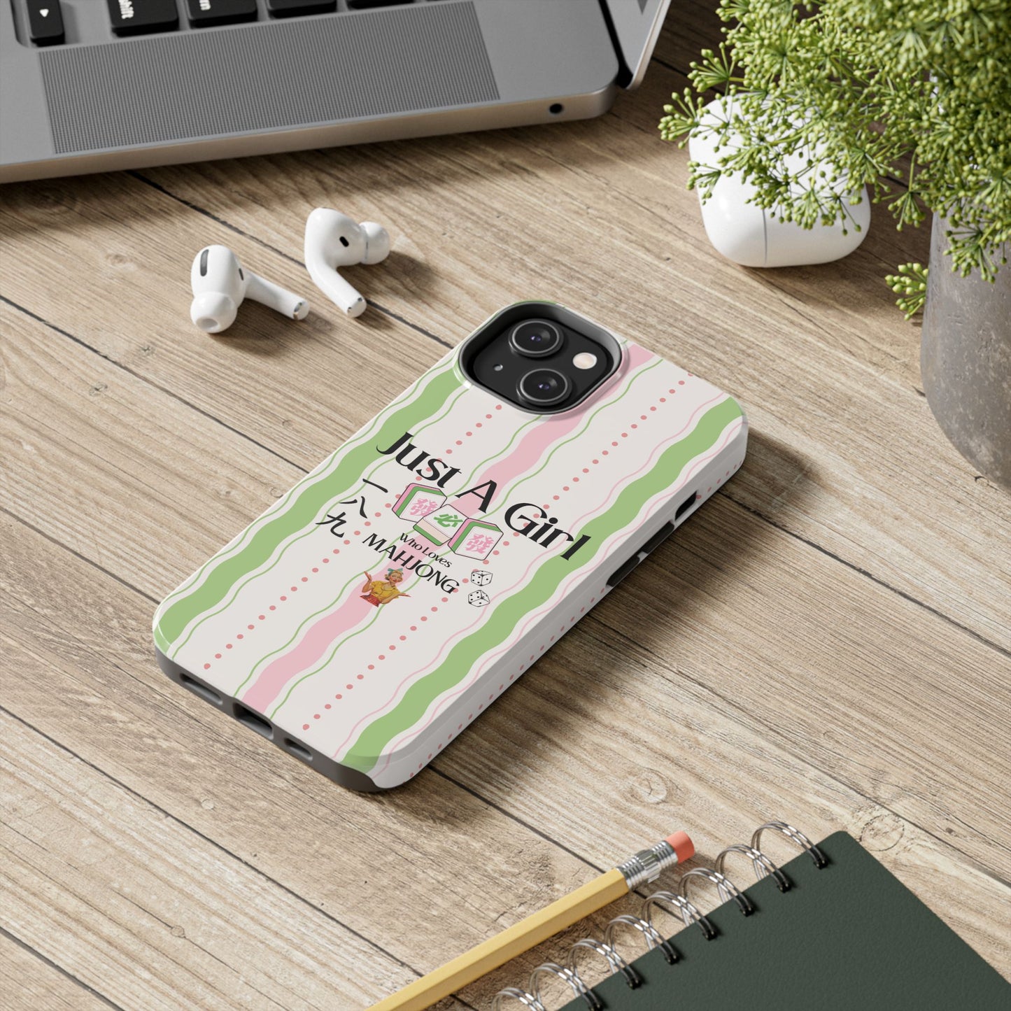 Just A Girl Who Loves Mahjong Phone Case | Mahjong Tiles Pattern - Splash of Color Co.