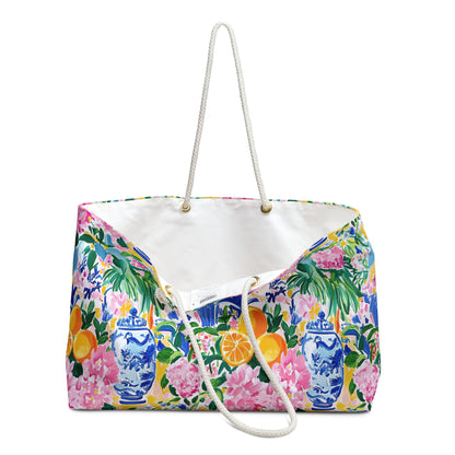 Chinoiserie Floral Mahjong Tiles Tote Bag - Splash of Color Co.