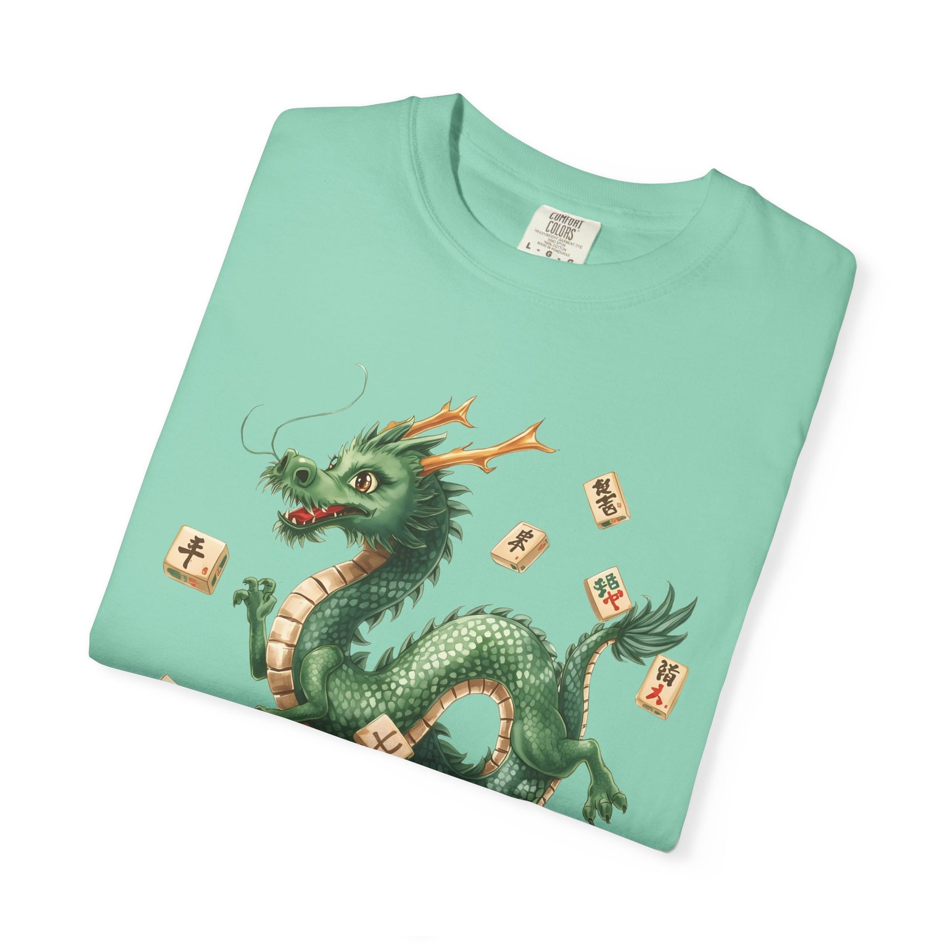 Mahjong Dragon T-Shirt — Vintage Green Dragon Mahjong Tiles Tee - Splash of Color Co.