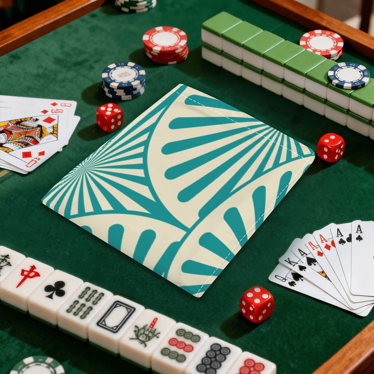 4 Mahjong Card Holder with Line Finder Designed With Art Deco Design - Splash of Color Co.