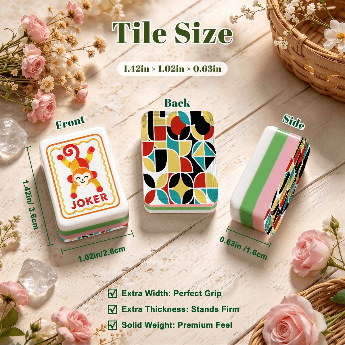 Modern Geometric Scandi  Folk American Mahjong Tiles  4 Layer And Carry Case