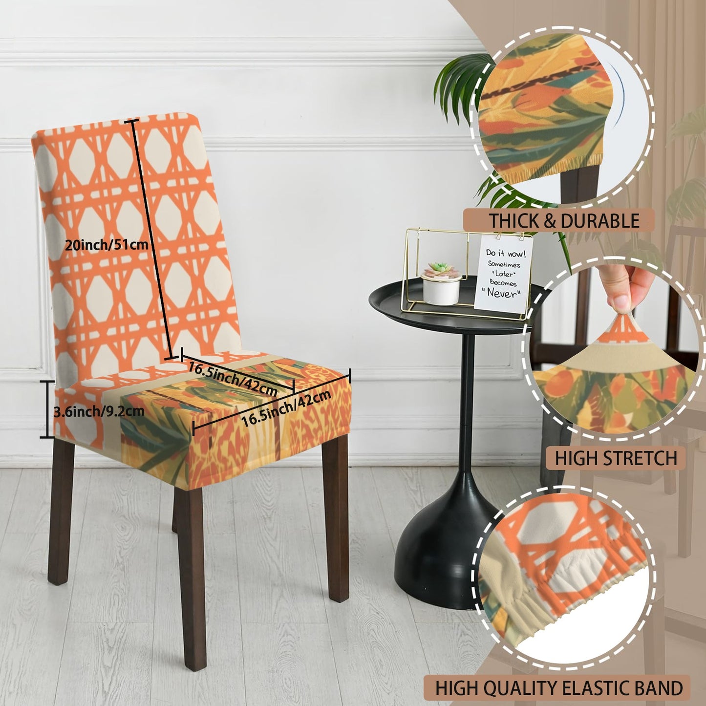 Tropical Palm Orange Cane Custom Chair Covers - Splash of Color Co.