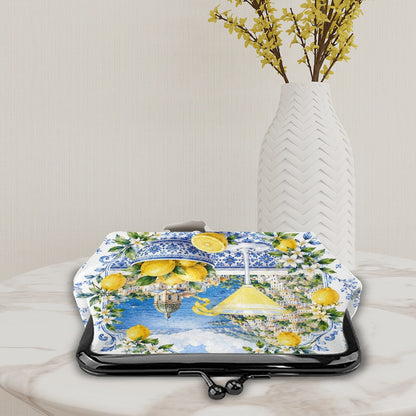 Lemondrops On The Amalfi Women's Leather Kiss Lock Coin Purse