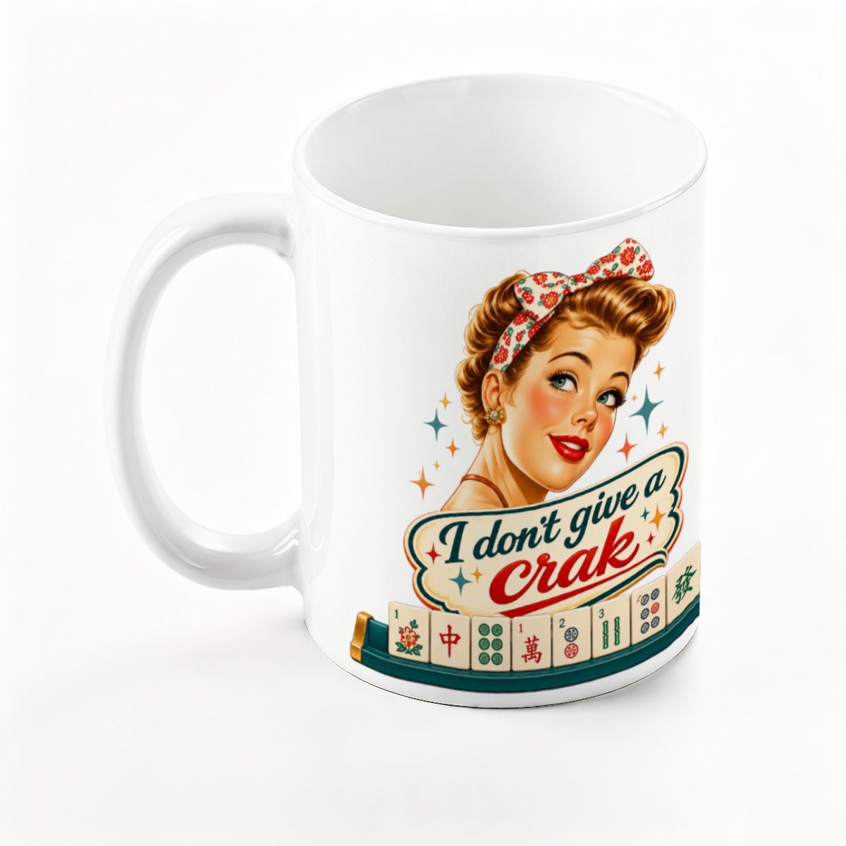 Funny Mahjong Mug, I Don't Give A Crak Large Colorful Mug (15oz)