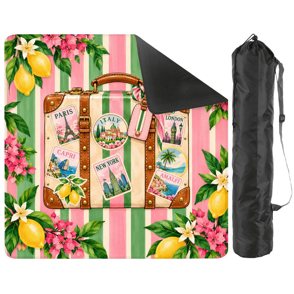 Mini Mahjong Travel Mat, Pink Green Preppy Design - Splash Of Mahj And Color Co.