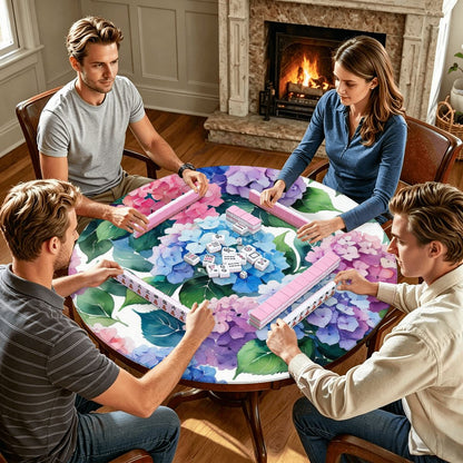 Floral Hydrangea Round Mahjong Mat - Splash Of Mahj And Color Co.