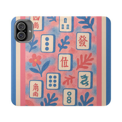 Mahjong Watercolor Artistic Flip Case for Phones, Stylish Wallet Cover, Trendy Phone Accessory, Ideal Gift for Friends, Protective Phone Sleeve