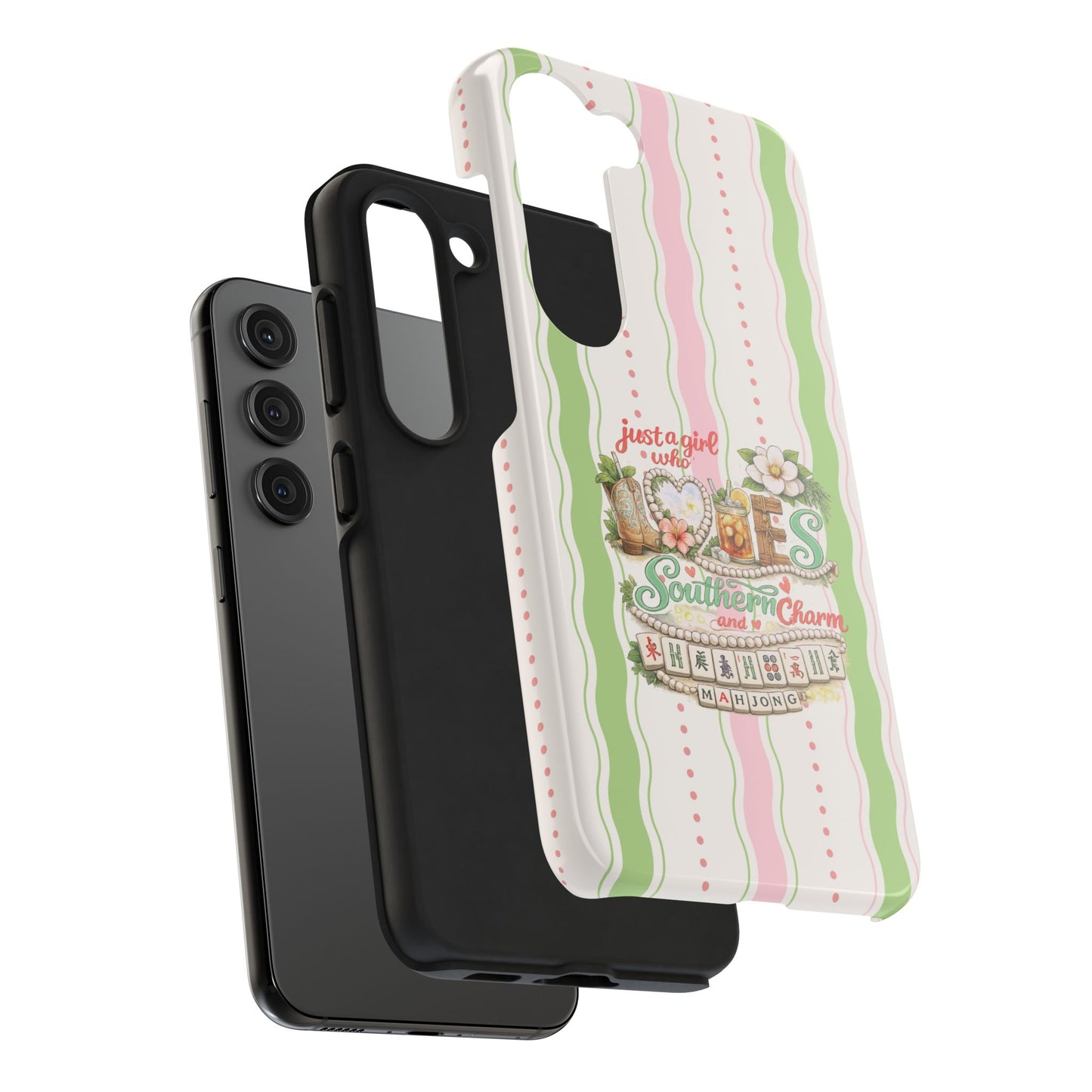 Just a Girl, Who Loves Southern Charm and Mahjong Preppy Pastel Phone Cases - Splash of Color Co.