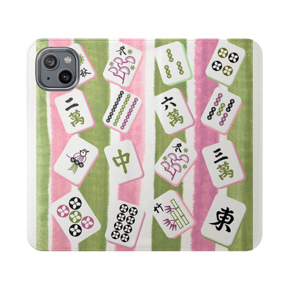 Colorful Mahjong Flip Cases for Phones, Unique Phone Cover, Gift for Gamers, Handheld Device Protection, Stylish Phone Accessory
