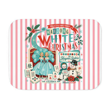 White Christmas Haynes Sisters Mahjong Lover Holiday Sherpa Blanket