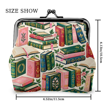 Book Lover Women's Leather Kiss Lock Coin Purse - Splash Of Mahj And Color Co.