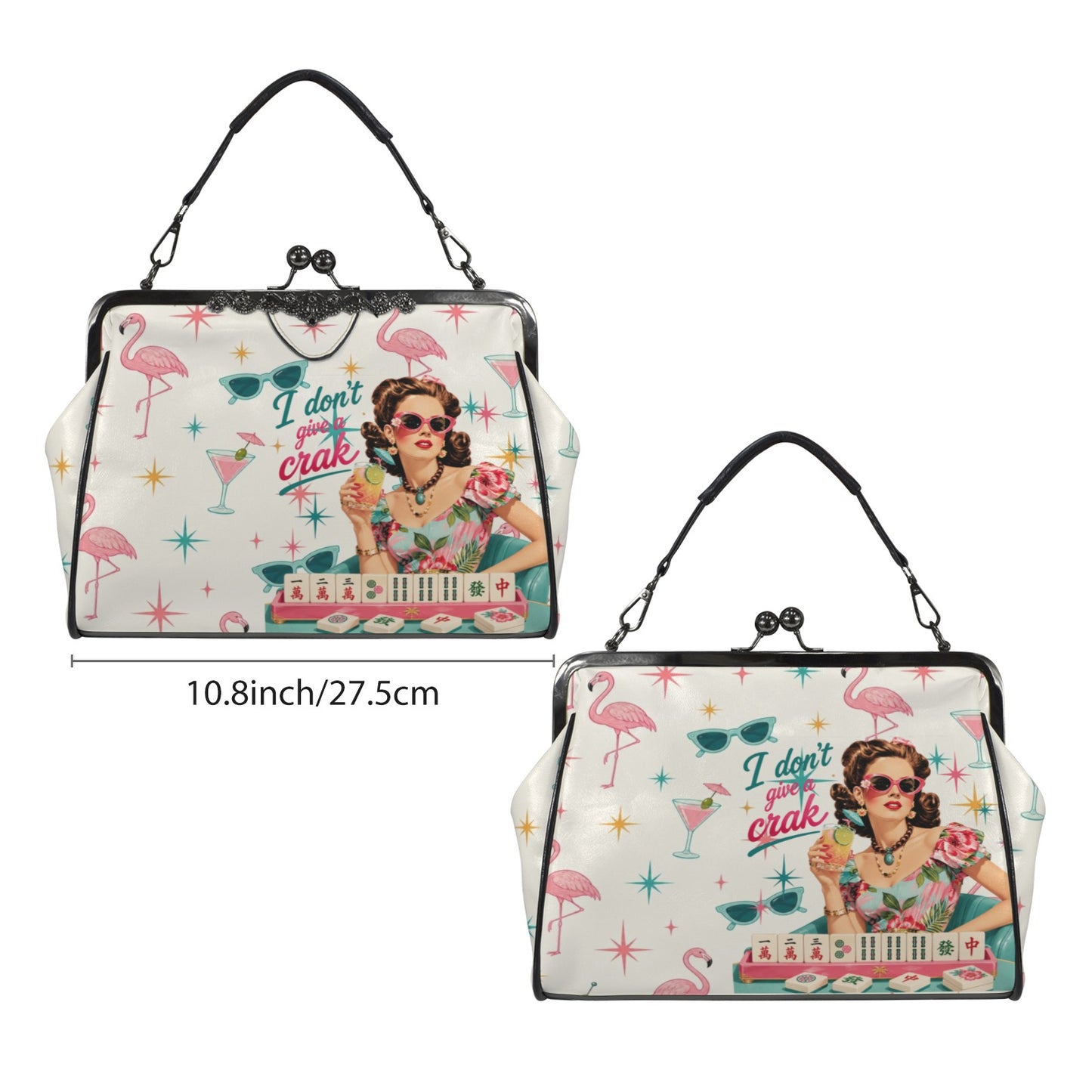 Funny Mahjong I Don't Give A Crak Kisslock Crossbody Shoulder Bag(Model 1752)