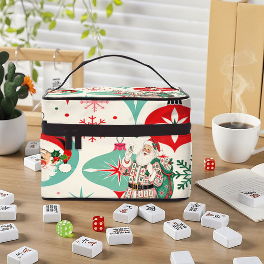 Jolly Nostalgic Santa Portable Mahjong Tile Bag - Splash Of Mahj And Color Co.