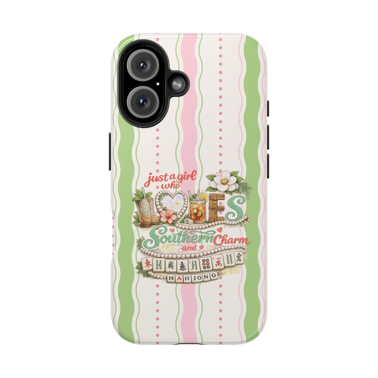 Just a Girl, Who Loves Southern Charm and Mahjong Preppy Pastel Phone Cases - Splash of Color Co.