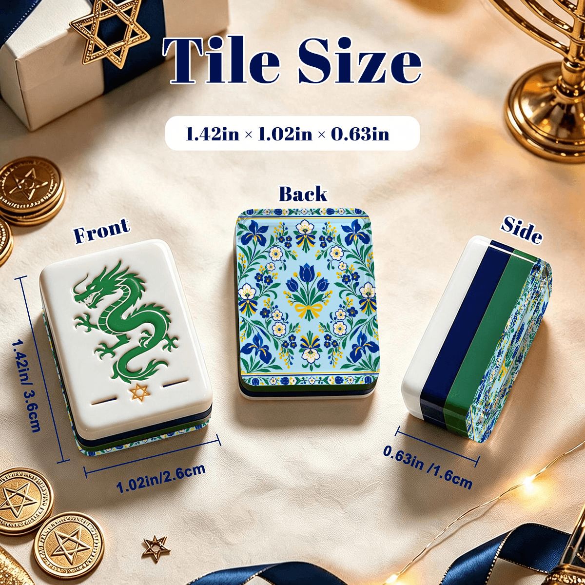 Shalom Garden Hanukkah Mahjong Tiles And Carry Case - Splash Of Mahj And Color Co.
