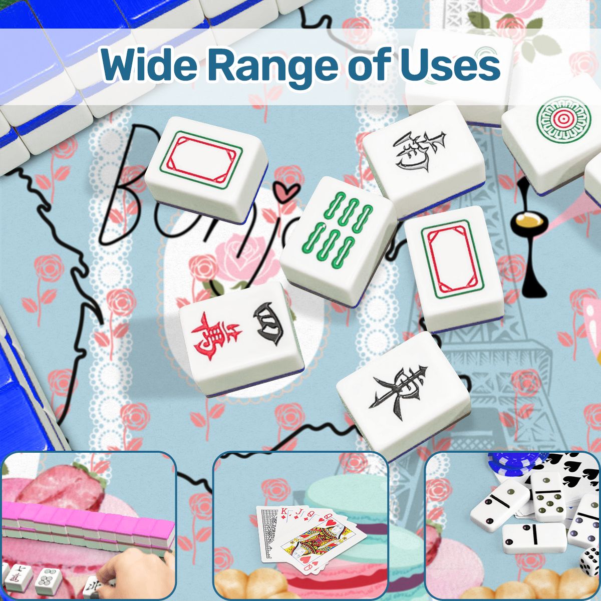 The French Patisserie Mahjong Mat 33"x33" (Ship Rolled up) - Splash of Color Co.