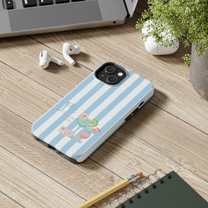 Mahjong Phone Case, Funny It's Kong O' Clock Somewhere, Blue White Preppy Style