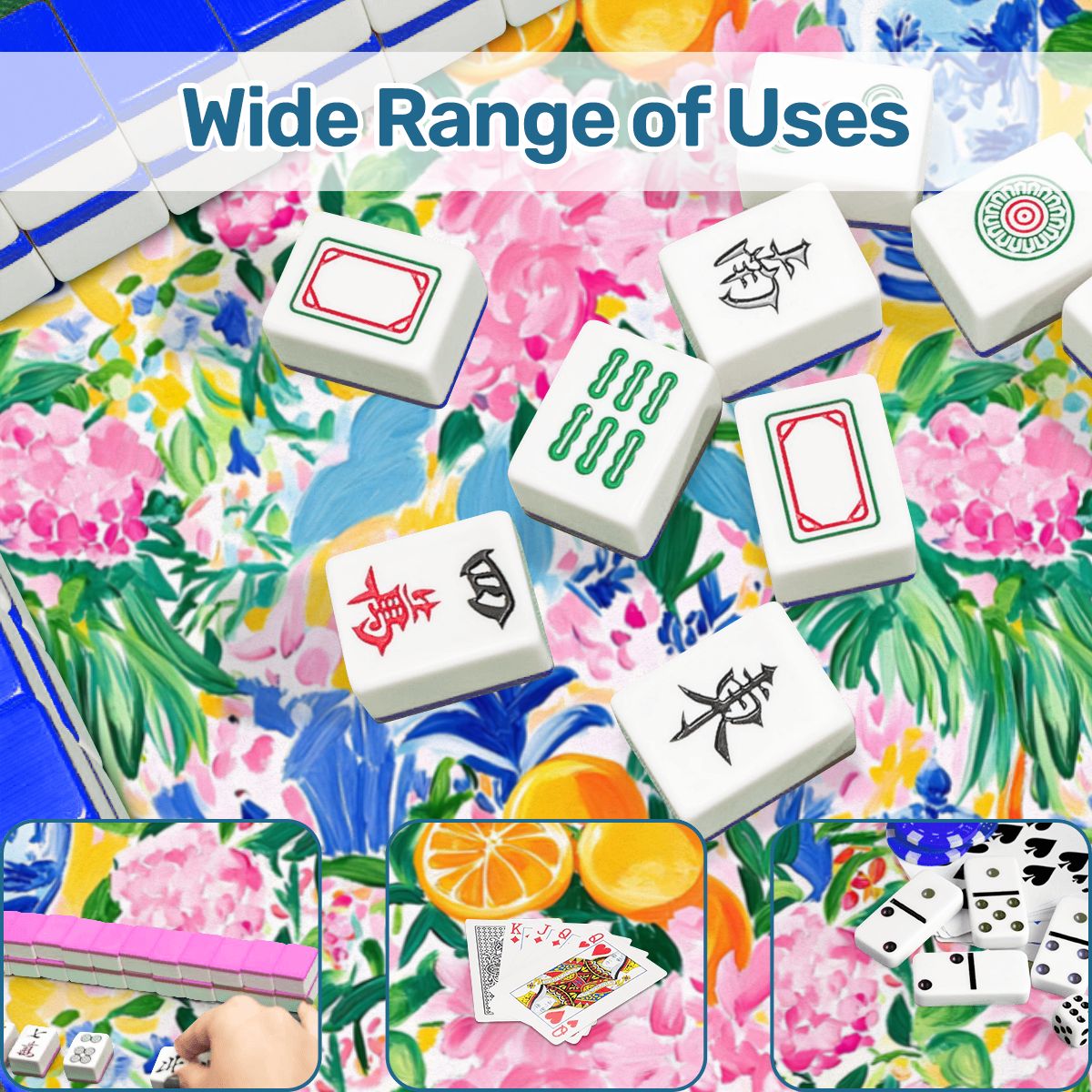 Asian Chinoiserie Tropical Pastel Scalloped Mahjong Mat - Splash of Color Co.