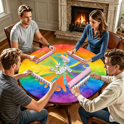 LGBTQ Rainbow Tie Dye Round Mahjong Mat