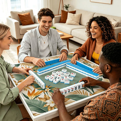 Lotus Palm Society Mahjong Mat Sleek Surface