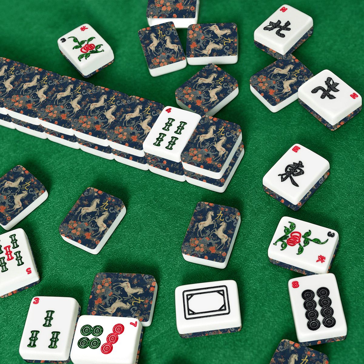 Mahjong Firehorse American Mahjong Tiles And Carry Case Bundle Set - Splash Of Mahj And Color Co.