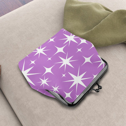 Lavender Lollipop Cosmic Vintage Women's Leather Kiss Lock Coin Purse - Splash of Color Co.