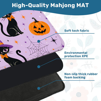 Witchey Poo Black Cat Purple Orange Black Mahjong Mat - Splash Of Mahj And Color Co.