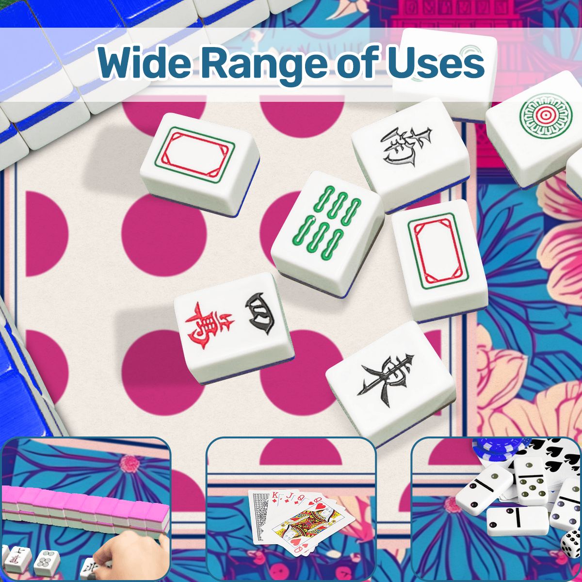 Scalloped Mahjong Mat Cheetah Dynasty Pink Pagoda - Splash of Color Co.