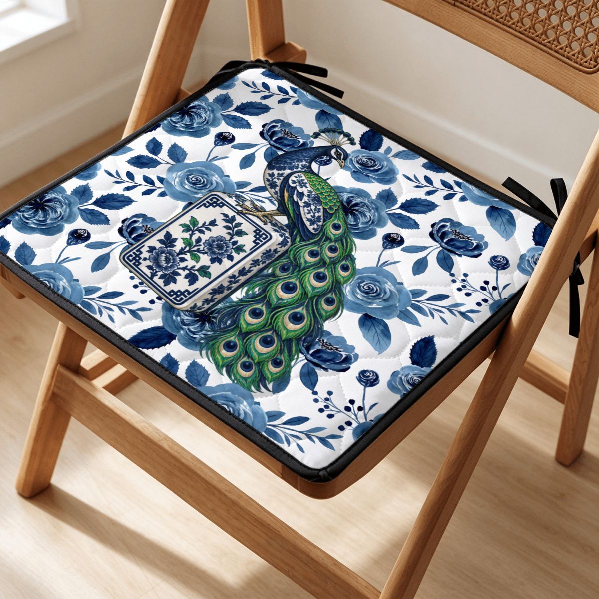 Proud As A Peacock Mahjong Lover Quilted Chair Cushion