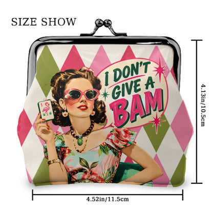 Funny Mahjong, I Don't Give A Bam Women's Leather Kiss Lock Coin Purse - Splash Of Mahj And Color Co.