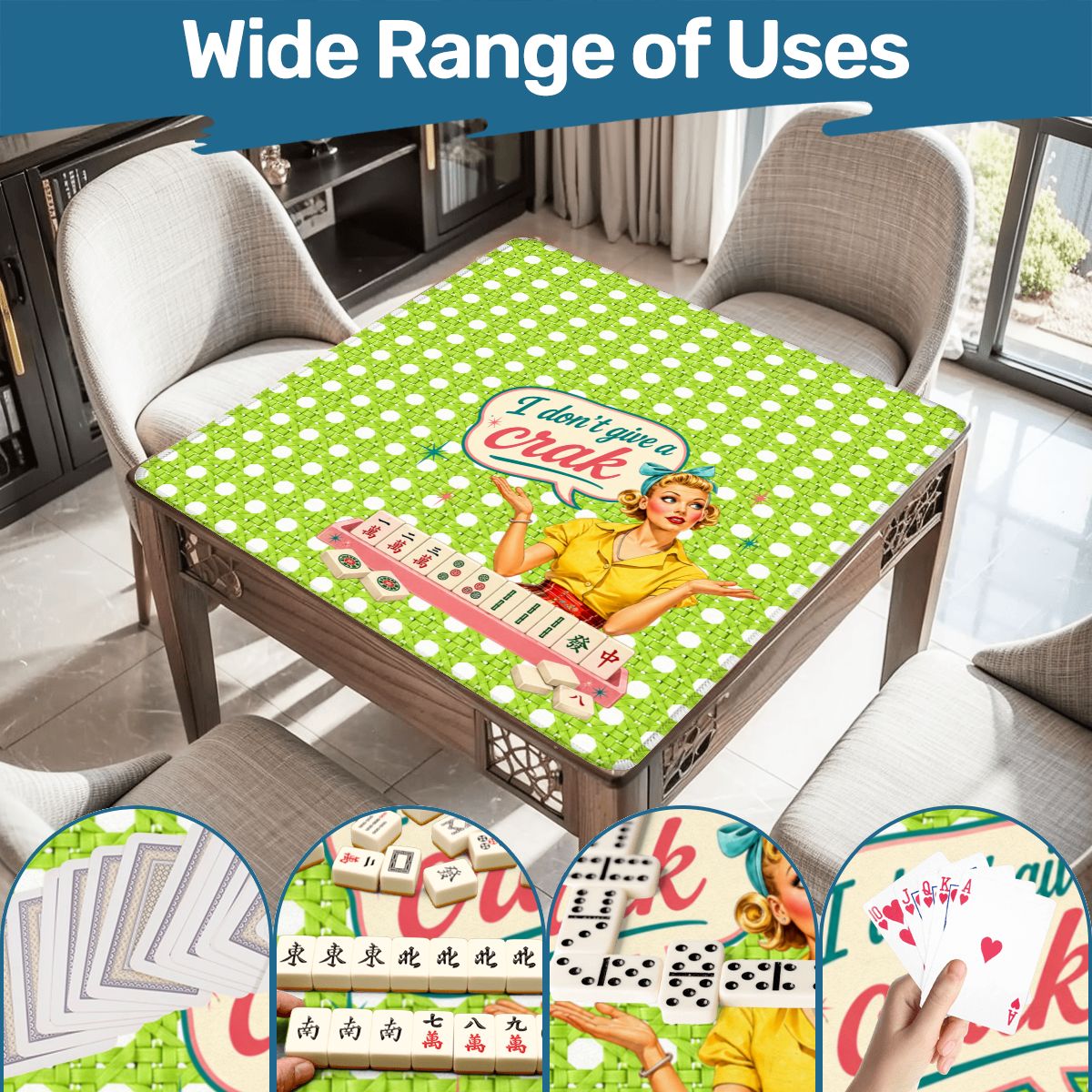 Funny Mahjong Mat Cane & Cello I Don't Give A Crak Mahj Mat