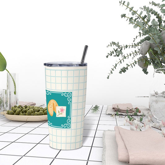 Cute Mahjong Tumbler With Fortune Cookie Mahj Mom Gift Stainless Steel Insulated Tumbler With Lid And Straw