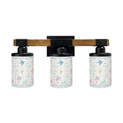 Asian Zen Mahjong Tiles Pretty Preppy Pastels Floral Vanity Light Fixture