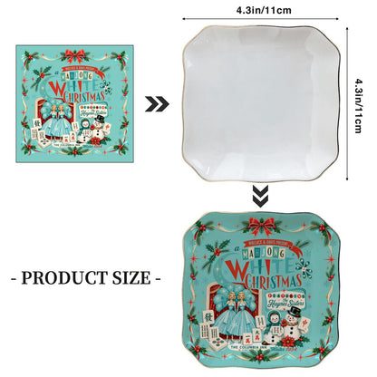 Nostalgic White Christmas Haynes Sisters Scalloped Ceramic Mahjong Dice Tray