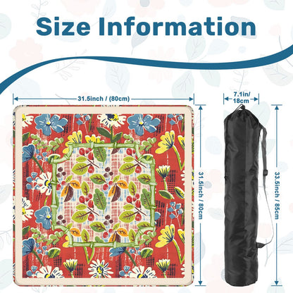 Mahjong Mat Floral Heritage Rust, Yellow Blue, Preppy Mahj Mat Coordinates Well With Heritage Tiles