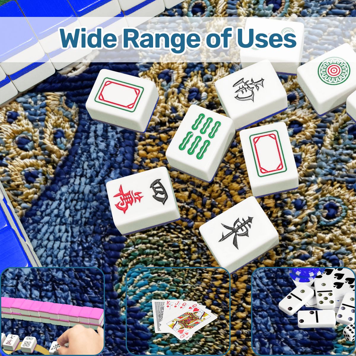 Floral Elegant Peacock Faux Needlepoint Mahjong Mat - Splash of Color Co.