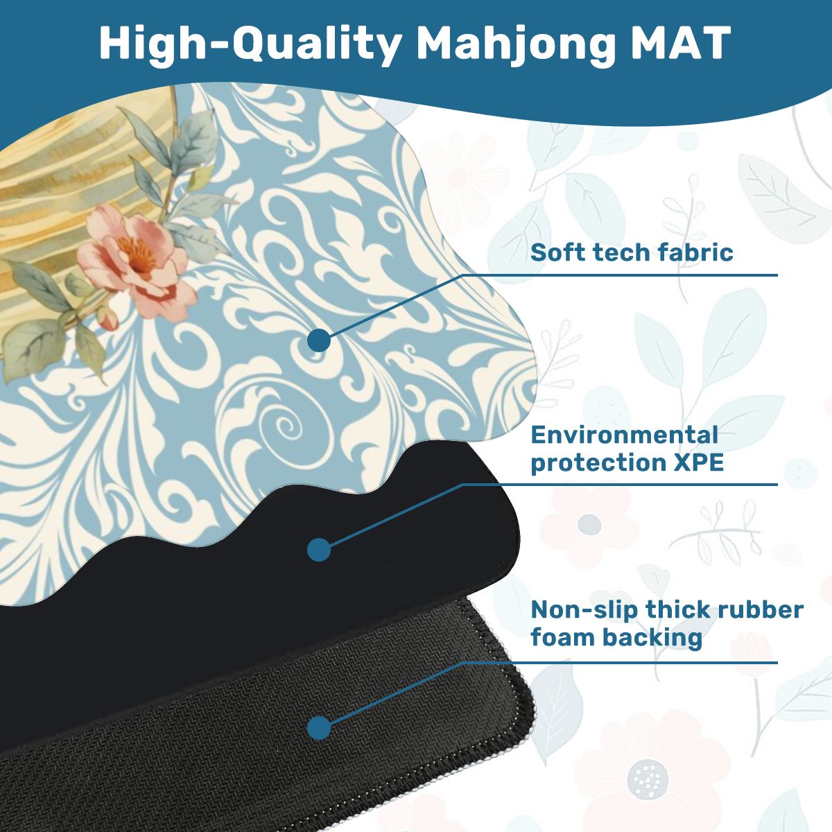 On Golden Pond Swan Floral Scalloped Mahjong Mat - Splash of Color Co.